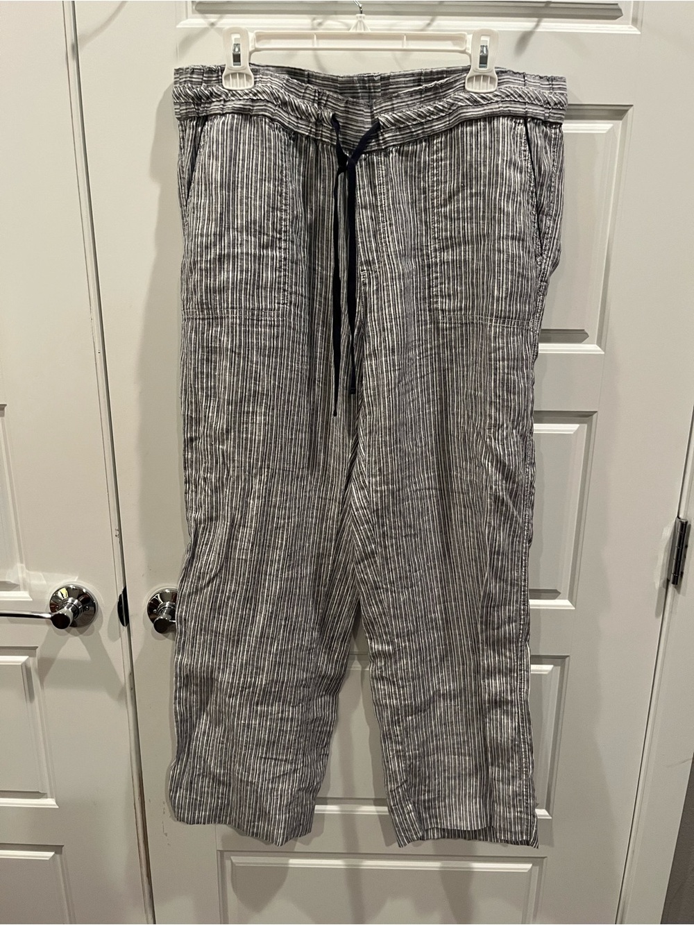 Caslon Linen Navy Pinstripe Drawstring Lounge Pants